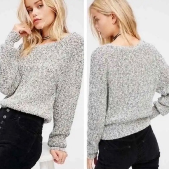 Free People Electric City Linen Blend Marled Pullover Sweater - Picture 1 of 7